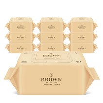 브라운 오리지널 플러스 저자극 아기물티슈 캡형, 80매, 10팩
