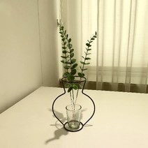 앨리스홈 철제 블랙 와이어 꽃 유리 화병 아아크형