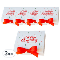 도나앤데코 크리스마스 직사각 포장 상자 중 5p + 리본 5p, 노엘 화이트, 3세트