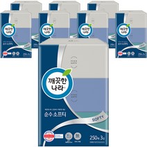 깨끗한나라 순수 소프티 각티슈 250p, 3개입, 8개