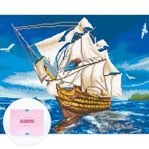 디클레어 액자 캔버스형 보석십자수 DIY 키트 40 x 50 cm, 1세트, 푸른 바다를 향해