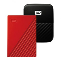 WD My Passport 휴대용 외장하드 + 파우치, 4TB, 레드