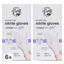 프로그 니트릴장갑 3.0, 화이트, 대(L), 6개