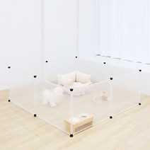 펫초이스 강아지 대형 투명 울타리 8p + 커넥터 16p 세트, 혼합 색상