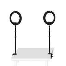 대한 방송 음식 소품 사진 촬영 조명 장비 클램프 링라이트 26.5 x 2 cm + 3단 데스크 거치대 세트, 2세트, KIT-DMS3-04(블랙)