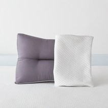라뽐므 쿨터치 냉감 베개커버 + 노르빅 입체 베개솜, 화이트(베개커버), 차콜그레이(베개솜)