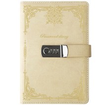 아리코 골드라인 시크릿 A5 비밀번호 잠금락 다이어리 수첩, 베이지, 1개