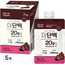 빙그레 건강 tft 더단백 파우더 초코 7p, 5개, 217g