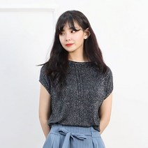 페이퍼먼츠 여성용 라인 펄 가오리 소매 니트 반팔 티셔츠 12392