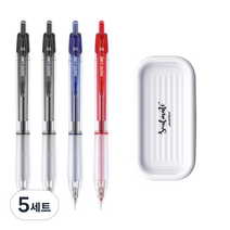 자바펜 나노라인 펜 0.3mm 검정 2p + 파랑 + 빨강 + 펜트레이 세트, 화이트(펜트레이), 5세트