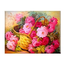 히여 DIY 보석 십자수 캔버스형 40 x 50 cm, 10. 장미꽃 한바구니 KS- 013, 1세트