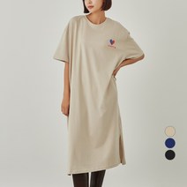 ELLE PARIS 여성 저지 프린트 반팔 원피스