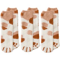 비즈온 여성용 산호양털 도트고양이발 수면양말 3켤레 세트