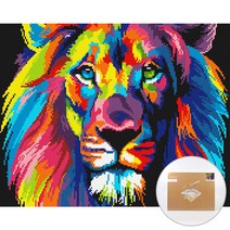 아트조이 DIY 보석 십자수 캔버스형 50 x 40 cm, 레인보우 사자, 1세트