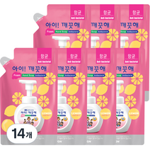아이깨끗해 핸드워시 거품형 리필 레몬향, 200ml, 14개