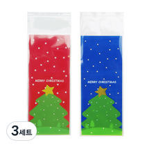 인디케이 노란별 성탄트리 비닐봉투 2종 x 100p 세트, 레드, 블루, 3세트