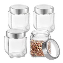차이나다 투명커버 사각 밀폐 유리병 450ml, 단품, 4개