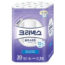 크리넥스 천연펄프 순수 3겹 소프트 롤화장지 27M, 30롤, 1팩