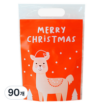도나앤데코 크리스마스 손잡이 비닐 지퍼백 20 x 30 cm, 평온한 사슴, 90개