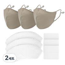 에코리즈 필터교체형 면 마스크 베이지 3p + 교체형 필터 30p + 수용성 밴드 60p, 2세트