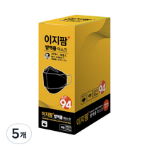이지팜 NEW 황사 미세먼지 방역용 마스크 대형 KF94 검정, 30개입, 5개