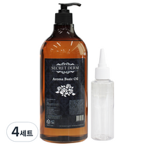 시크릿덤 아로마 베이직 마사지오일 1000ml + 펌프 + 공병 100ml, 4세트