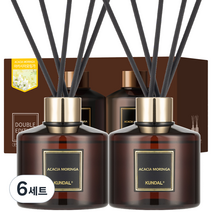 쿤달 퍼퓸 디퓨저 200ml 2개 + 섬유스틱 10개, 아카시아모링가향, 6세트