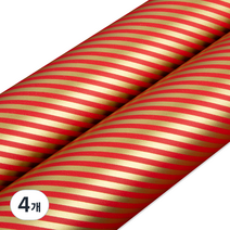 좋은기븐 크리스마스 포장지 심플라인 10m, 레드골드, 4개