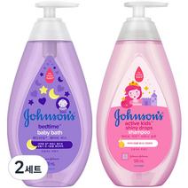 존슨즈베이비 베드타임 베이비 바스 500ml + 액티브 키즈 샤이니 샴푸 500ml, 2세트