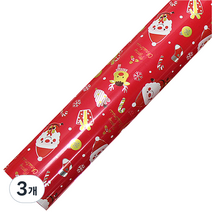 크리스마스 비닐 증착롤 포장지 53cm x 17m, 해피산타 레드, 3개