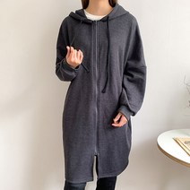 오버핏 기모 롱 후드집업