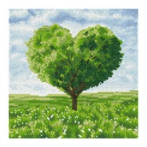 아이러브페인팅 DIY 보석십자수 캔버스형 러블리 30 x 30 cm, 그린하트트리, 1개