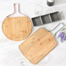 프렐류드 네이처 밤부 핸들 원형도마 + 직사각도마, 베이비핑크(원형도마), 베이비블루(직사각도마), 1세트