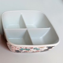 하코야 사각 4칸 나눔 도자기볼 570ml, 육각소나무, 1개