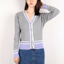뜨개진 여성용 배색 데일리 커넥트 가디건