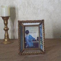 라볼페 직사각형 레트로 거울 예술 액자 복고풍 금, 갈색