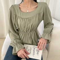 플랜데이 여성용 주름 셔링 블라우스