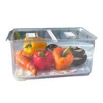 홈바내쓰 비스프리 투명 PET 냉장고트레이 물빠짐 숨구멍 용기 특대형 62004