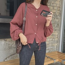 린다샵 카페느 라운드 스트링 블라우스 BL4246K18