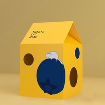 고양이 스크래쳐 박스 하우스 대형 PK433, 옐로우, 1개