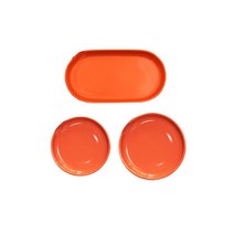 오체어스 1537 비비드컬러 테두리 플레이트 M + L + 오벌 세트 3p, 오렌지, 플레이트 3종