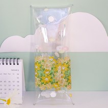 말랑젤리 포시즌 크리스탈 투명 필통, 옐로우, 1개