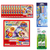 종이나라 2000 네모아저씨 페이퍼블레이드 종이접기 10p + 고쿠요 SAXA 플라이 캡 가위 블루 + 나라풀 15g x 2p 세트, 1세트, 17색