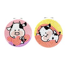 케이엠엘리 말랑이 3D 원형 양면 거울 만들기 보석십자수 DIY 키트 8.5 x 8.5 cm, 하트말랑, 1세트