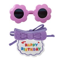 마켓감성 반려동물 상큼 생일 안경 + 턱받이 세트, 보라돌이(안경), 1세트