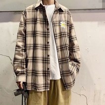 남성용 알럽홈 플라워 로고 체크 셔츠