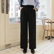 빼빼 여성용 뒷밴딩 핀턱주름 스판 와이드 슬랙스