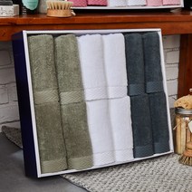 소프트터치 헤링본 보더 호텔수건 190g 40수 코마사 12종 선물세트, 그린톤, 1세트