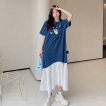 레몬소울 샤이로 빅사이즈 반팔 롱 원피스