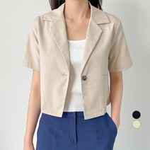 데이템 여성용 린넨 반팔 자켓